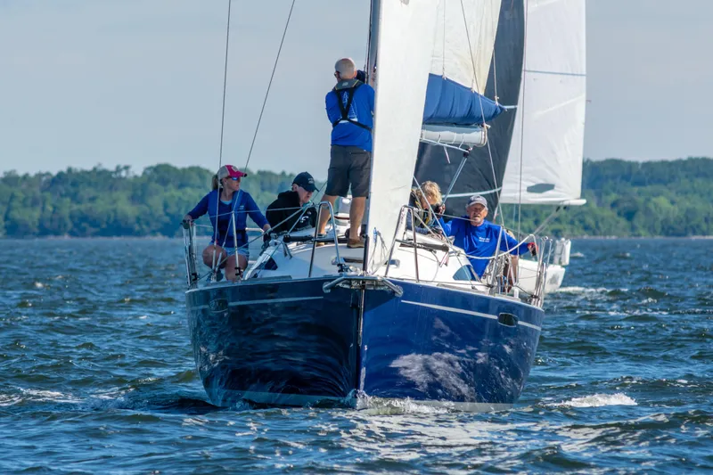 Slide: The Image of People sailing a 2010 Finn Flyer 33 R yacht on a sunny day. - 42