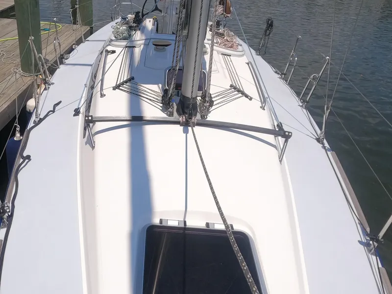 Slide: The Image of 2010 Finn Flyer 33 R sailboat deck view at the dock. - 8