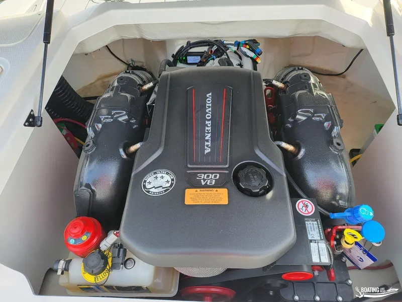 Slide: The Image of Engine compartment of 2022 Chaparral 23 Surf with Volvo Penta 300 V8 engine. - 27