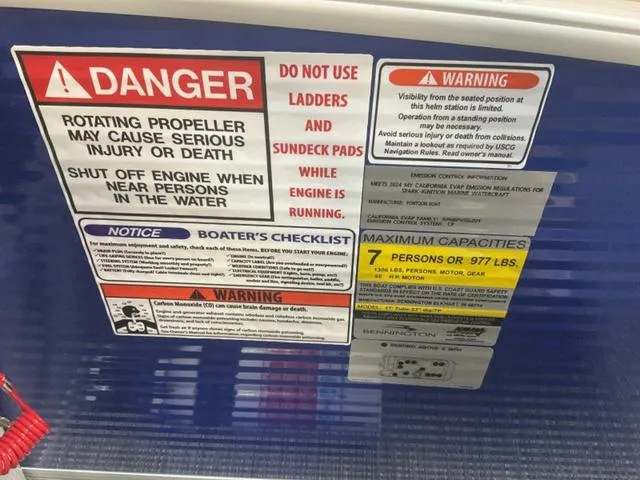 Slide: The Image of Safety warnings and capacity limits on a 2025 Bennington 188 SVL boat. - 15