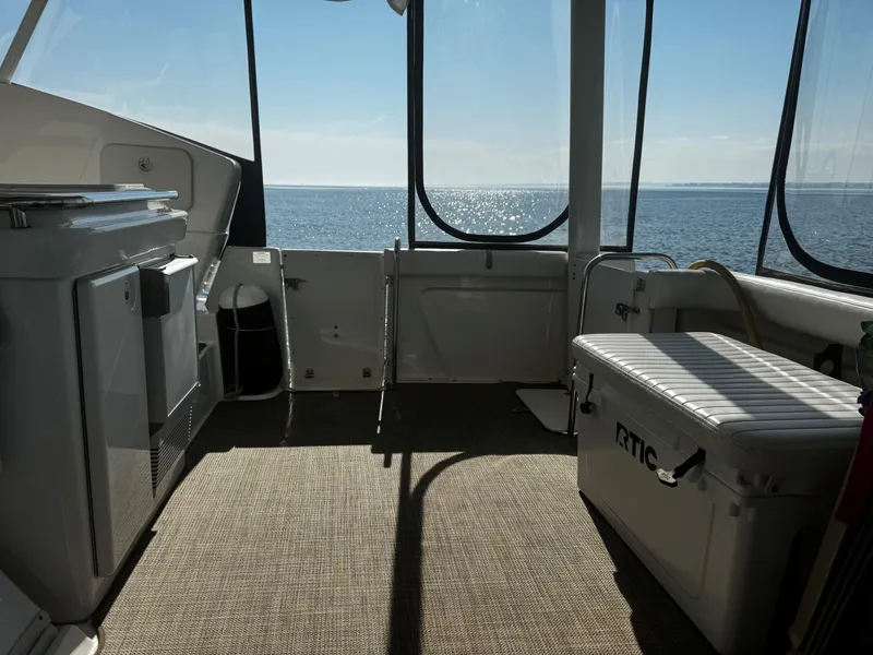 Slide: The Image of Interior view of 1999 Silverton 392 Motor Yacht with ocean backdrop. - 7