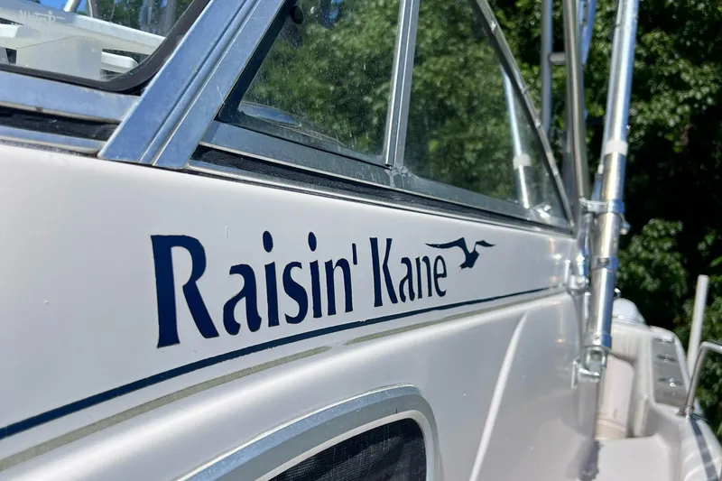 Slide: The Image of 1998 Grady-White F-26 Tigercat boat named Raisin' Kane close-up. - 44