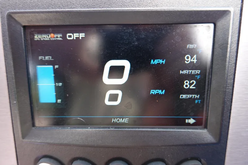 Slide: The Image of 2021 MasterCraft NXT22 dashboard display showing speed, fuel, air, and water temperature. - 41