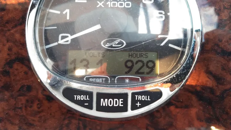 Slide: The Image of Close-up of 2004 Sea Ray 340 Sundancer boat tachometer showing 929 hours. - 18