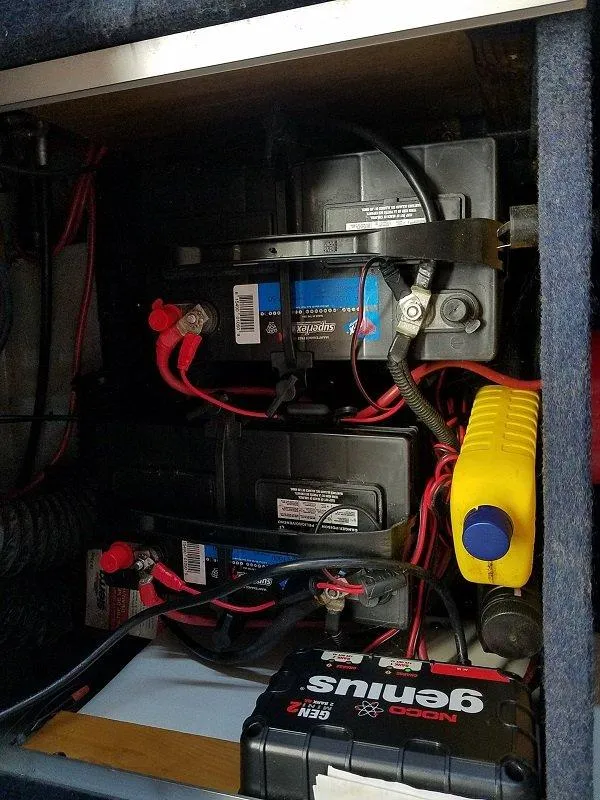 Slide: The Image of Battery compartment of a 1992 Crownline 210 CCR boat. - 14