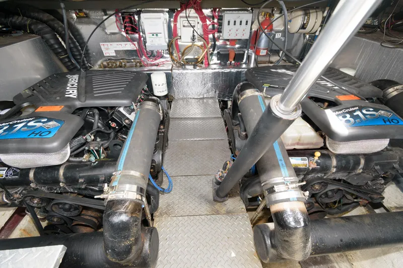 Slide: The Image of Engine room of a 2002 Regal Commodore 3860 with twin MerCruiser 8.1S HO engines. - 21