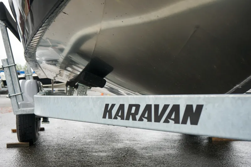 Slide: The Image of Close-up of 2024 Thunder Jet 21 Chinook Pro boat on Karavan trailer. - 18