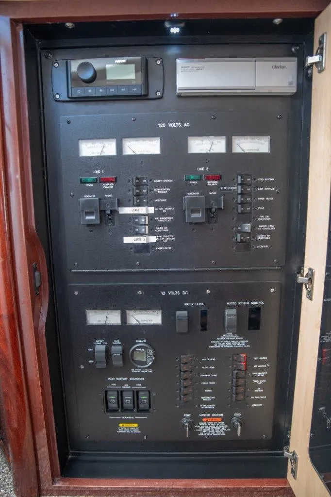 Slide: The Image of Electrical control panel on 2008 Sea Ray 44 Sundancer yacht. - 11