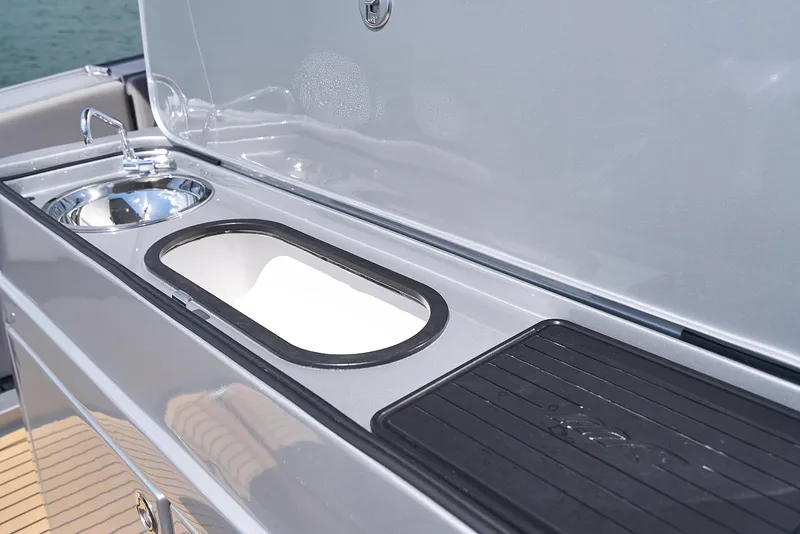 Slide: The Image of 2018 Midnight Express 43 Open yacht sink and countertop detail. - 37
