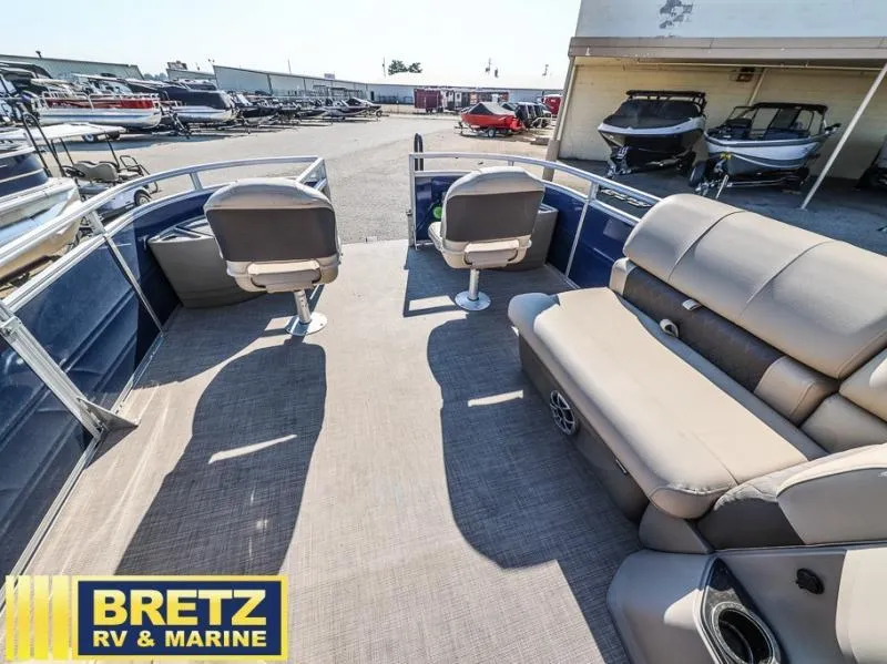Slide: The Image of 2024 Fishin' Barge 22 DLX pontoon boat interior at Bretz RV & Marine. - 13