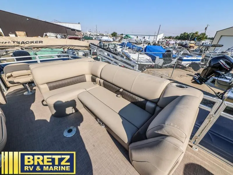 Slide: The Image of 2024 Fishin' Barge 22 DLX pontoon boat with spacious seating at Bretz RV & Marine. - 9