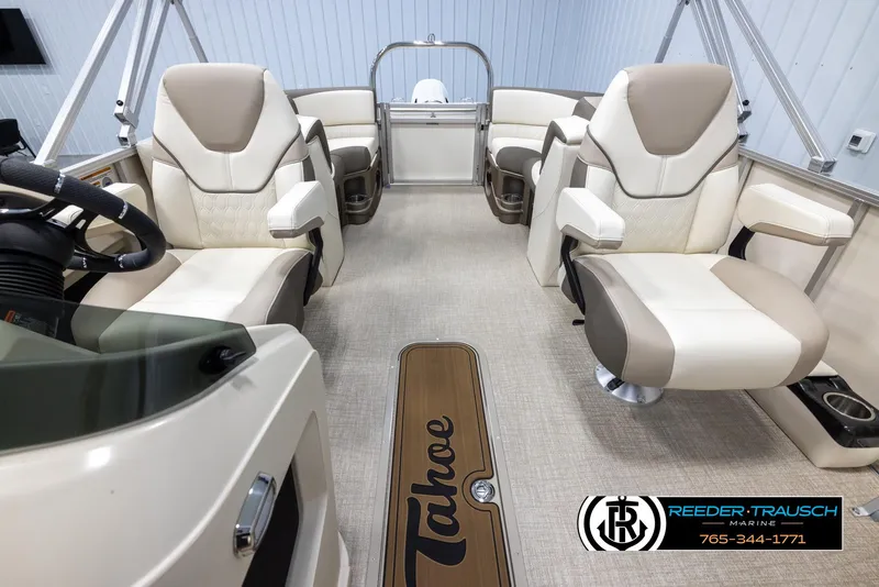 Slide: The Image of 2024 Tahoe LTZ QL boat interior with luxurious seating and modern design. - 14