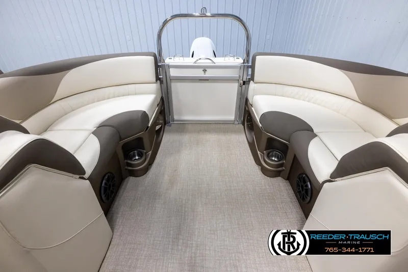 Slide: The Image of 2024 Tahoe LTZ QL boat interior with beige and brown seating - 15