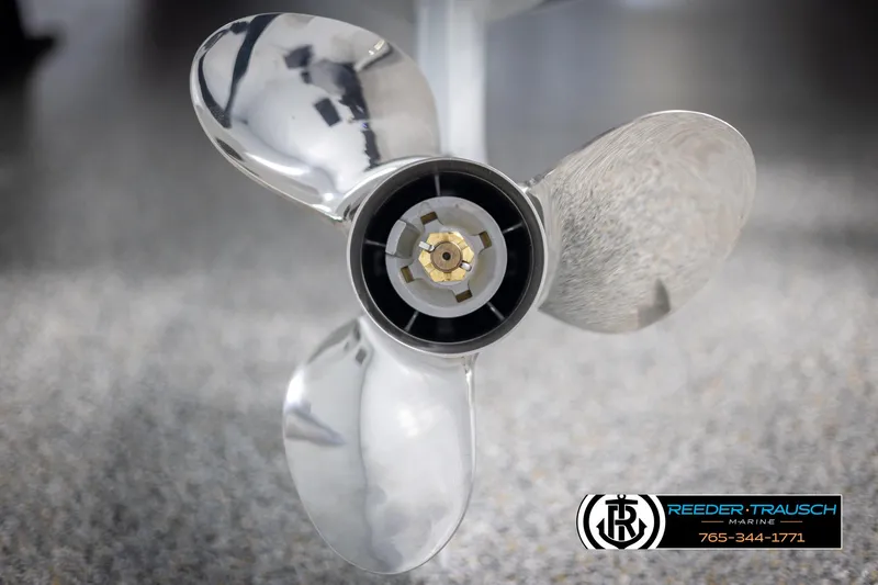 Slide: The Image of 2024 Tahoe LTZ QL boat propeller, Reeder-Trausch Marine logo. - 45