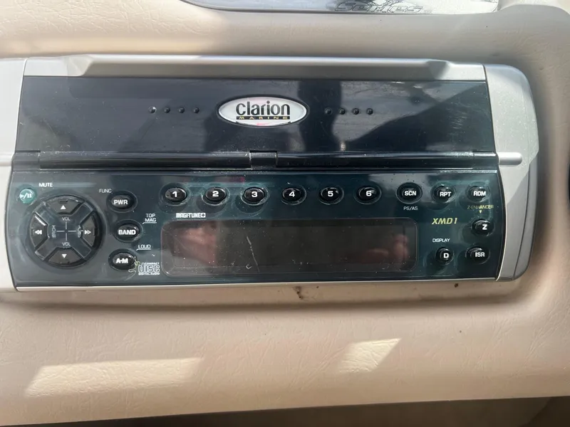 Slide: The Image of 2001 MasterCraft X-10 boat stereo system, Clarion Marine XMD1, dashboard view. - 10