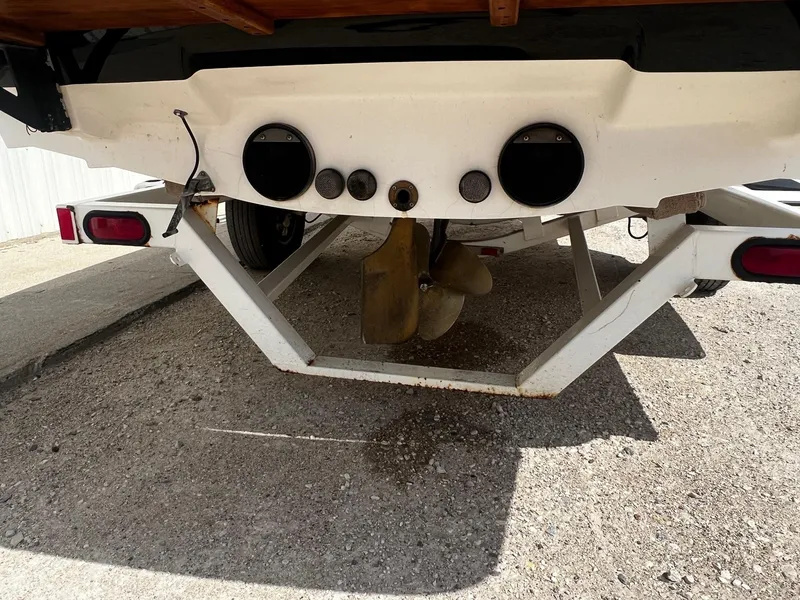 Slide: The Image of Close-up of the propeller and stern of a 2001 MasterCraft X-10 boat on a trailer. - 3