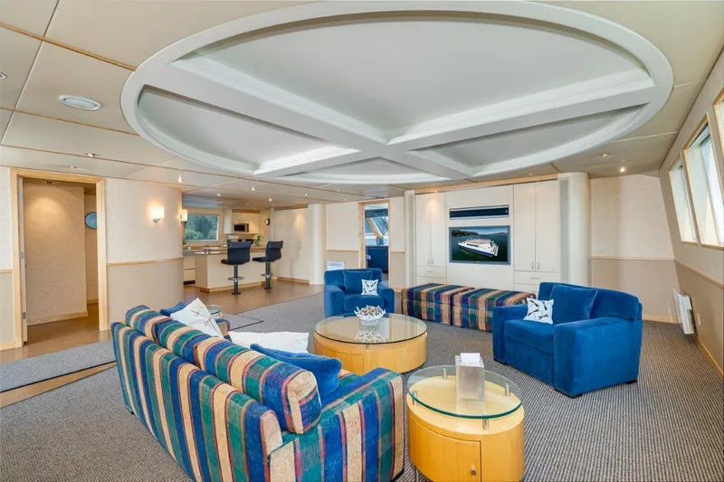 Slide: The Image of Luxurious interior of 1999 Dakota Creek Catamaran, featuring modern seating and elegant decor. - 28