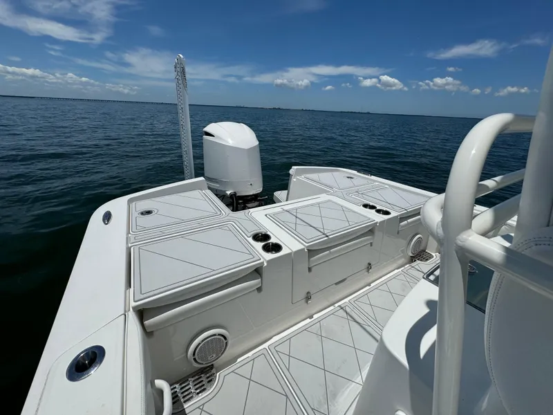 Slide: The Image of 2020 Regulator 26XO boat deck with ocean view. - 14