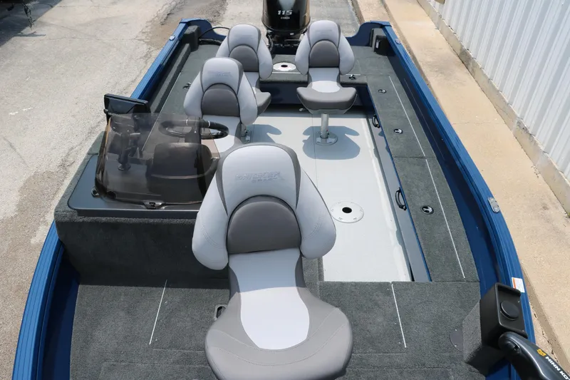 Slide: The Image of 2024 Smoker Craft Excursion Pro 176 SC Pro fishing boat interior with seating and storage. - 14