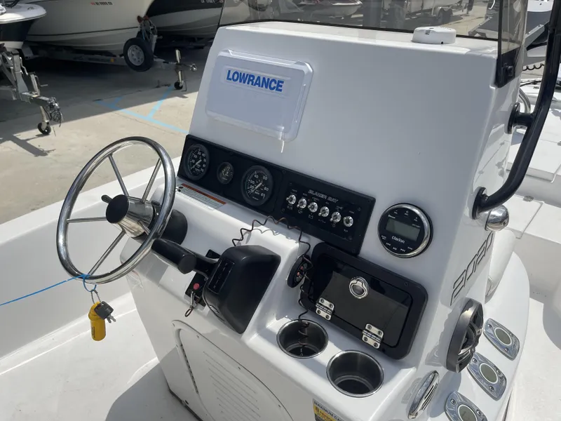 Slide: The Image of Control console of a 2020 Blazer boat with Lowrance electronics. - 30