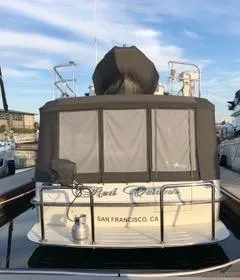 Slide: The Image of Rear view of Cherubini Independence 50 yacht, 1999 model, docked in San Francisco. - 4