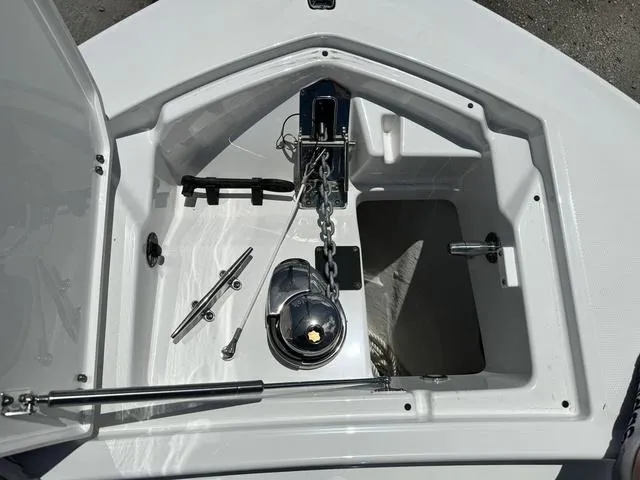 Slide: The Image of 2024 Blackfin 302DC anchor locker with windlass and chain. - 37