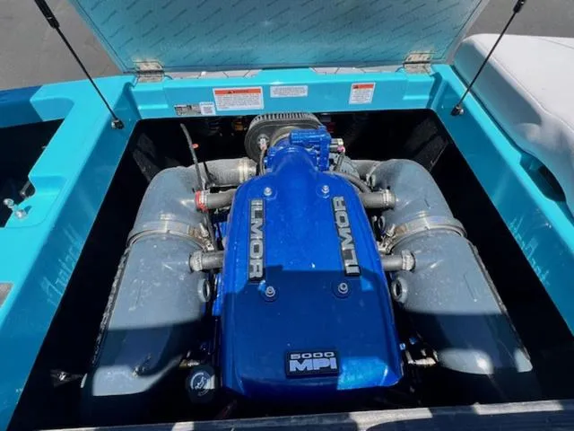 Slide: The Image of 2019 MasterCraft NXT20 boat engine compartment with Ilmor 5000 MPI engine. - 18