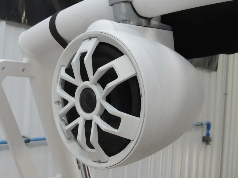 Slide: The Image of Close-up of a 2022 Axis A22 boat speaker system. - 16