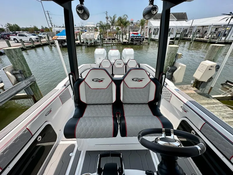 Slide: The Image of 2023 Glasstream 360 GSX Pro boat interior at marina. - 13