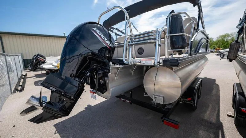 Slide: The Image of 2022 Harris CRUISER 230 SLDH pontoon boat with Mercury outboard motor. - 22