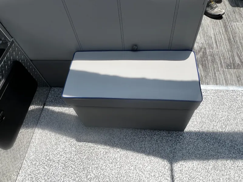 Slide: The Image of 2023 Angler Qwest 8522 Pro Family Fish boat seat and storage compartment. - 10