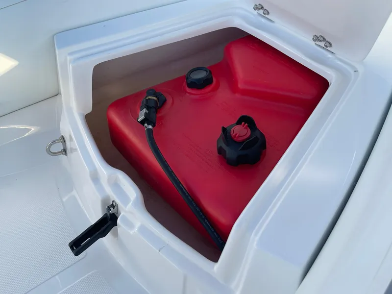 Slide: The Image of 2019 AB Inflatables Navigo 9 VS fuel tank compartment with red fuel container. - 4