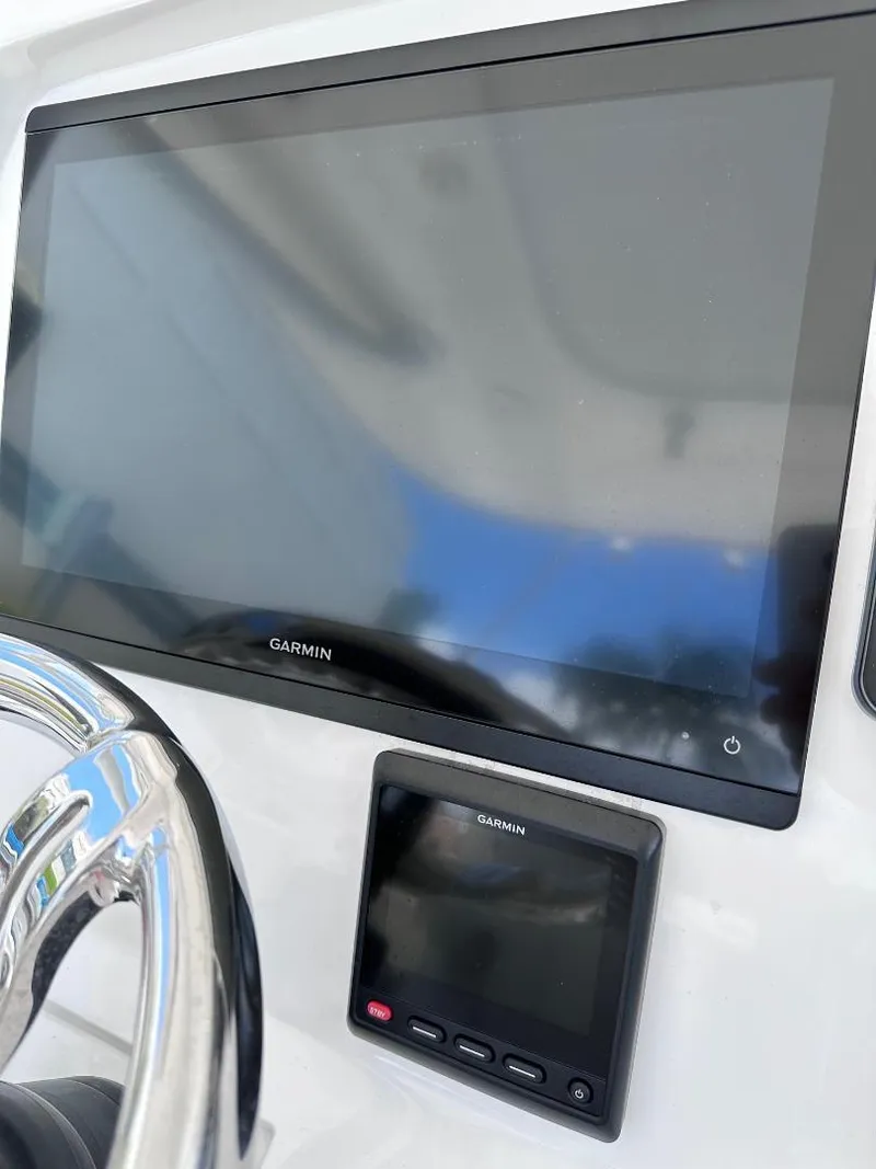 Slide: The Image of Garmin navigation display on 2016 Intrepid 375 Walkaround boat. - 18
