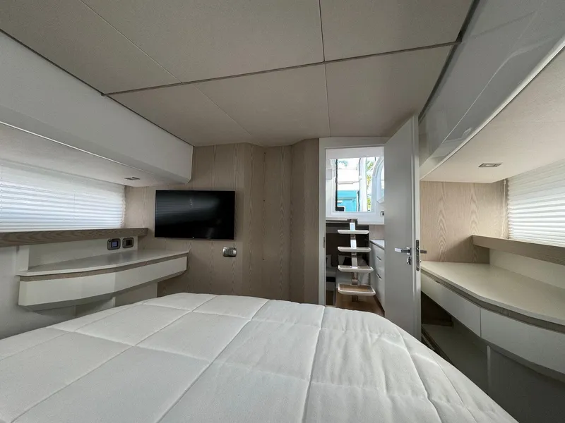 Slide: The Image of Interior cabin of 2025 Fiart 39 Seawalker yacht with modern furnishings. - 21