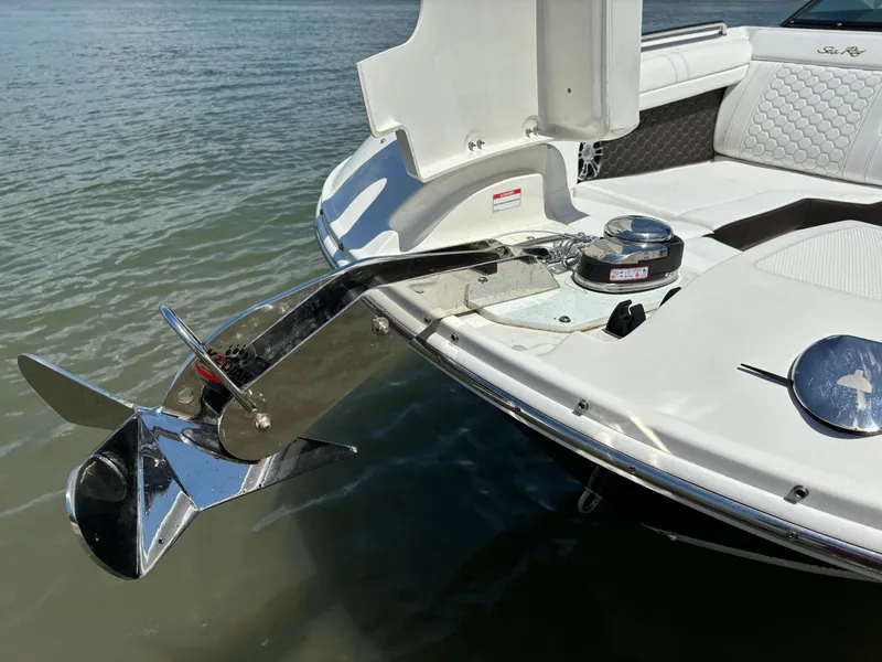Slide: The Image of 2023 Sea Ray SDX 270 Outboard boat anchor and deck detail. - 7