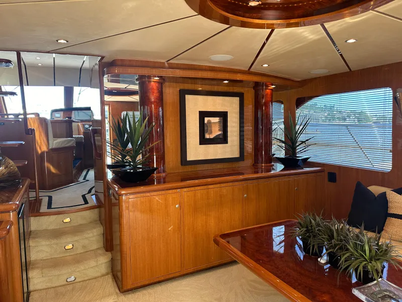 Slide: The Image of Luxurious interior of 2006 Ocean Alexander 58 Pilothouse yacht with elegant wood finishes. - 18