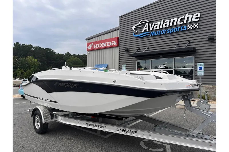 The Image of 2024 Starcraft SVX 171 OB boat on trailer at Avalanche Motorsports. - 1