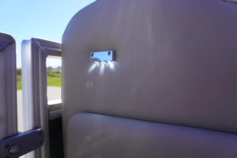 Slide: The Image of 2024 Sun Tracker Party Barge 20 DLX interior detail with LED lighting. - 8