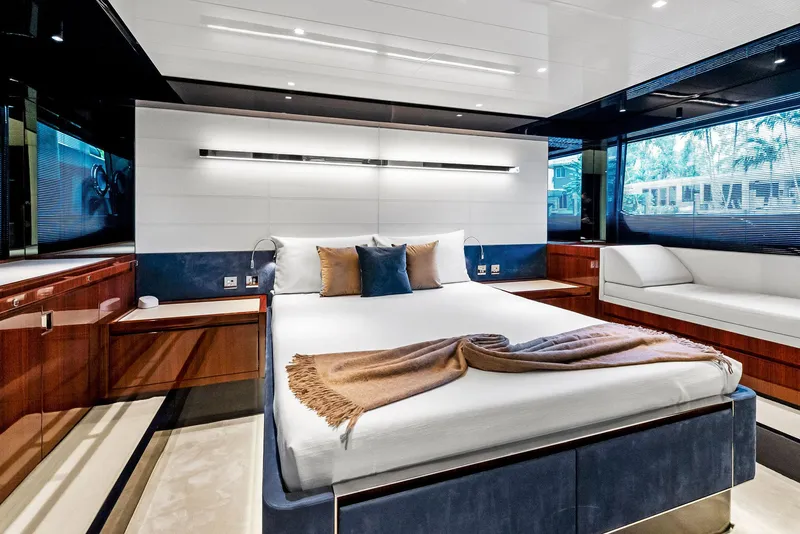 Slide: The Image of Luxurious bedroom interior of 2020 Riva 66' Ribelle yacht with modern design. - 29