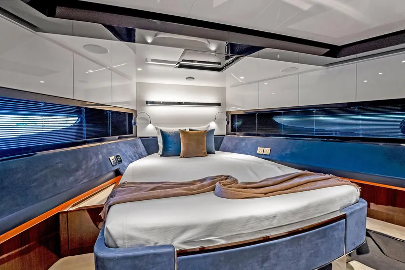 Slide: The Image of Luxurious bedroom interior of 2020 Riva 66' Ribelle yacht with modern design. - 38