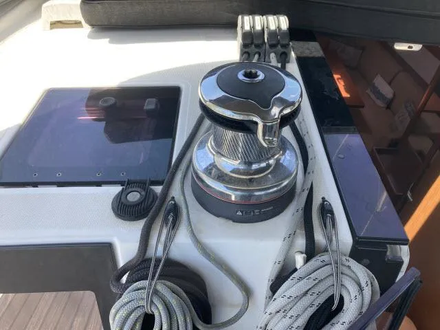 Slide: The Image of 2014 Beneteau Oceanis 45 sailboat winch and control panel. - 30
