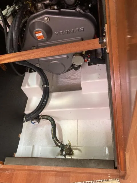 Slide: The Image of Engine compartment of a 2014 Beneteau Oceanis 45 sailboat with Yanmar engine. - 46