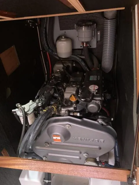 Slide: The Image of Engine compartment of a 2014 Beneteau Oceanis 45 sailboat. - 47