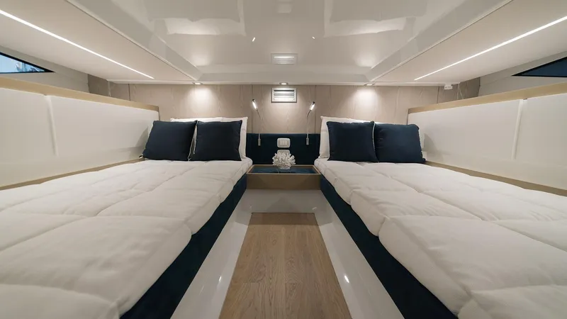Slide: The Image of Interior cabin of 2025 Fiart 35 Seawalker with twin beds and modern design. - 13