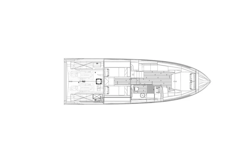 Slide: The Image of Top view blueprint of 2025 Fiart 43 Seawalker yacht layout. - 15