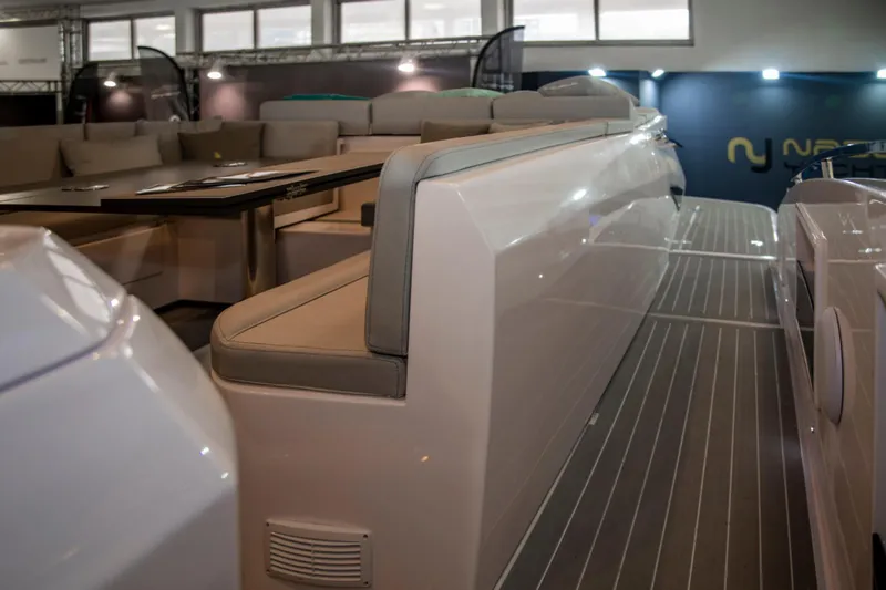Slide: The Image of Interior view of Nassima Yacht N40, 2025 model, showcasing sleek seating and modern design. - 17