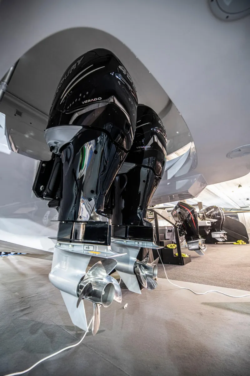 Slide: The Image of Twin outboard motors on a 2025 Nassima Yacht N40. - 18