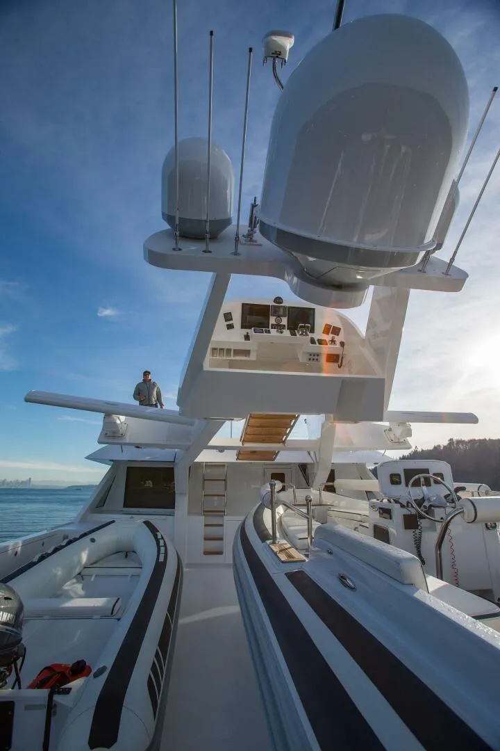 Slide: The Image of 2019 Nordlund Expedition Yachtfisher with inflatable boats on deck. - 20