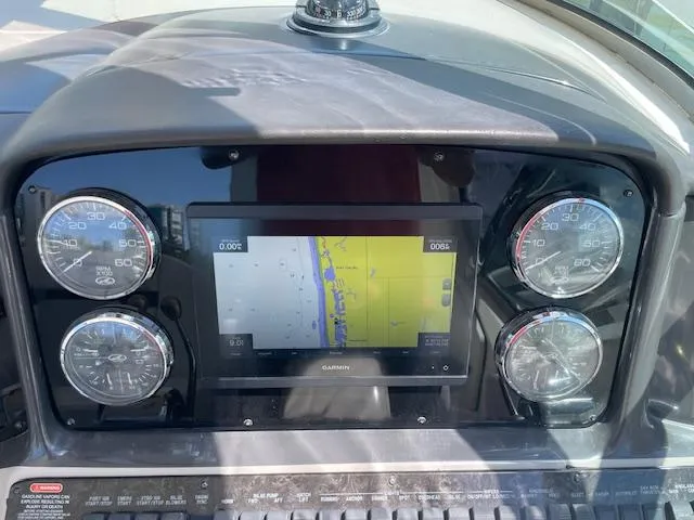 Slide: The Image of Dashboard of a 2005 Sea Ray 390 Sundancer with Garmin navigation system. - 20