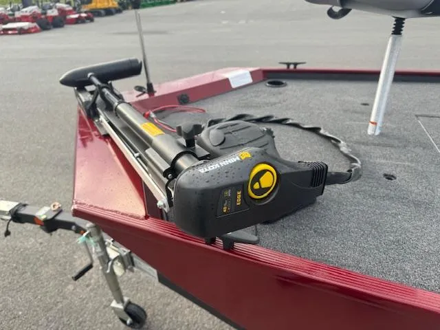 Slide: The Image of 2024 Crestliner 1600 Storm boat with trolling motor on trailer. - 7